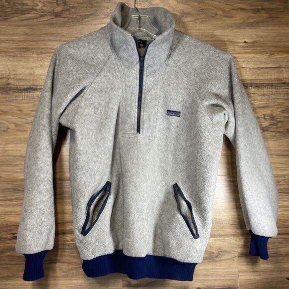 Vintage Patagonia 1/2 Zip Fleece Pullover Gray Men’s Sz XL Zip Pockets 80s - Picture 2 of 7